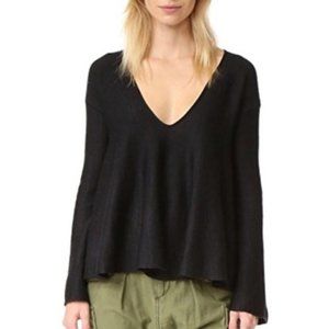 Free People Sundae Swing V-Neck Sweater in Black L